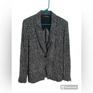 DIANE VON FURSTENBERG DVF Charlotte Blazer Jacket Top Stella Black White Dot 12